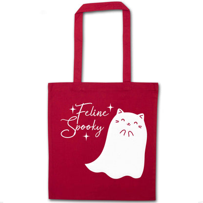Feline spooky red tote bag
