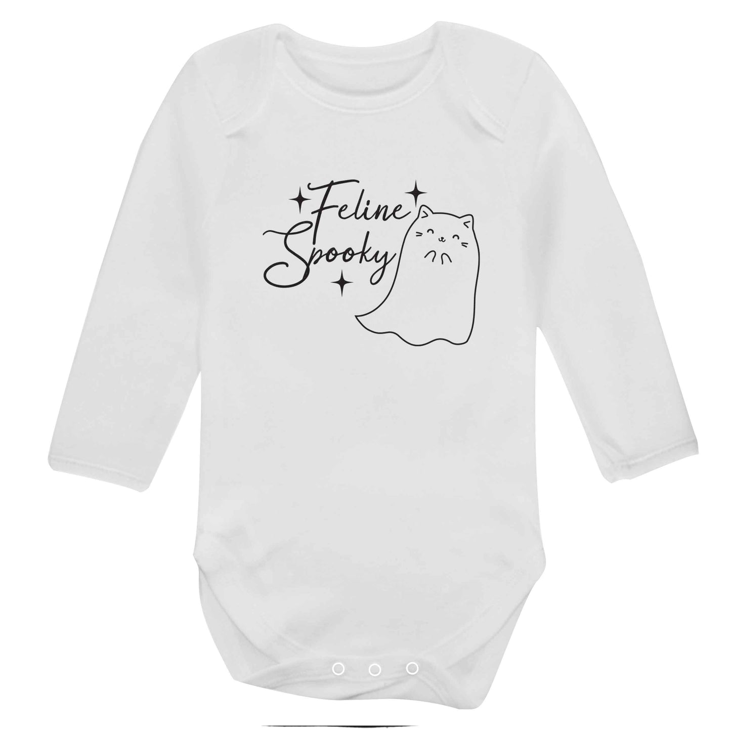 Feline spooky baby bodysuit long sleeved white 6-12 months