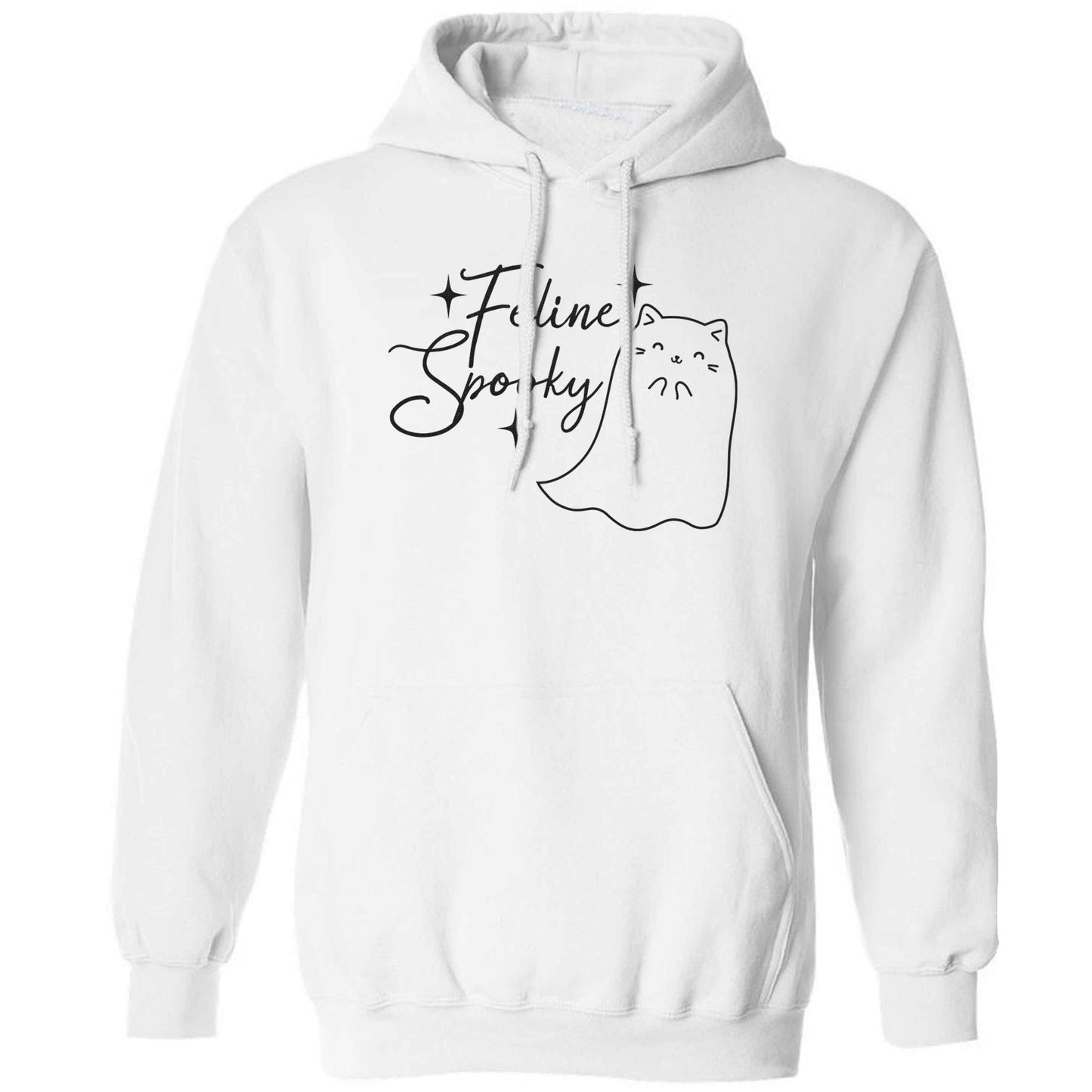 Feline spooky adults unisex white hoodie 2XL
