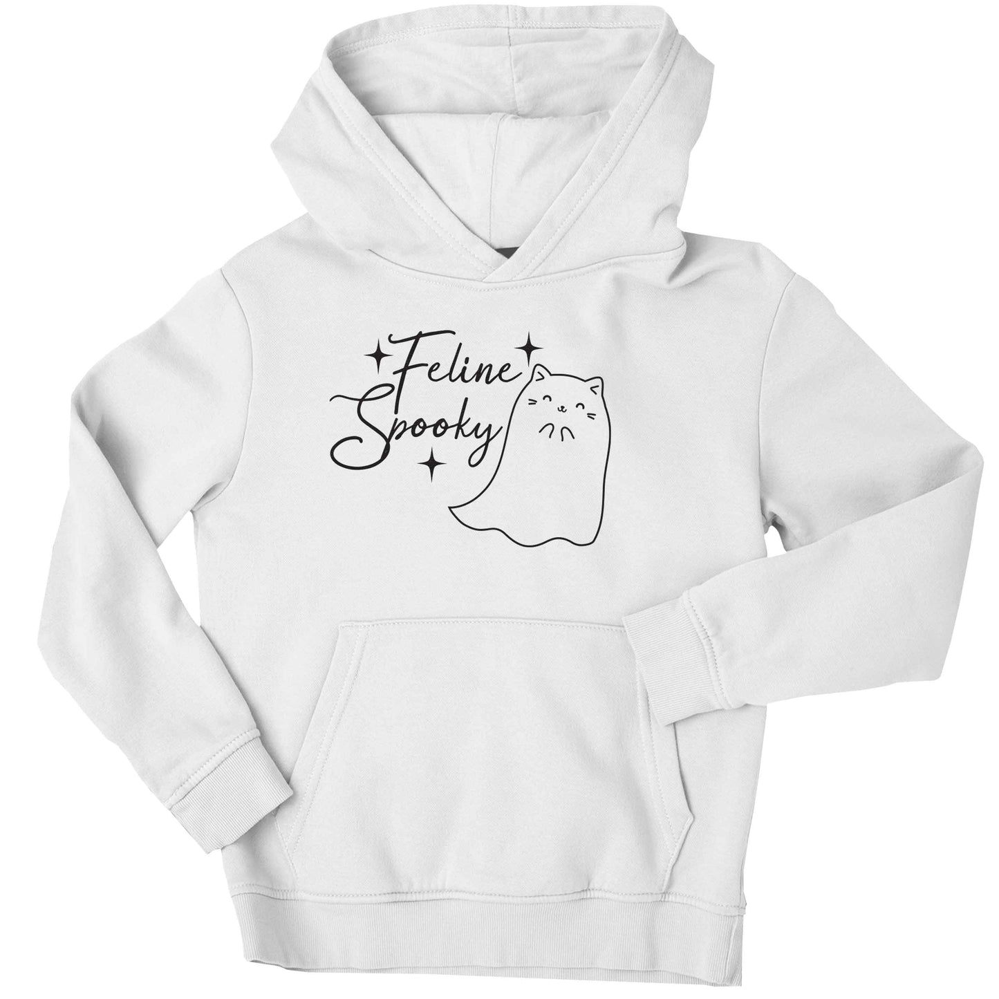 Feline spooky children's white hoodie 12-13 Years