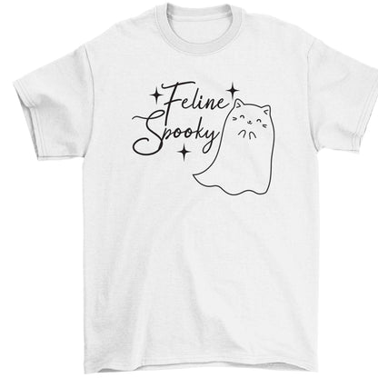 Feline spooky Children's white Tshirt 12-13 Years