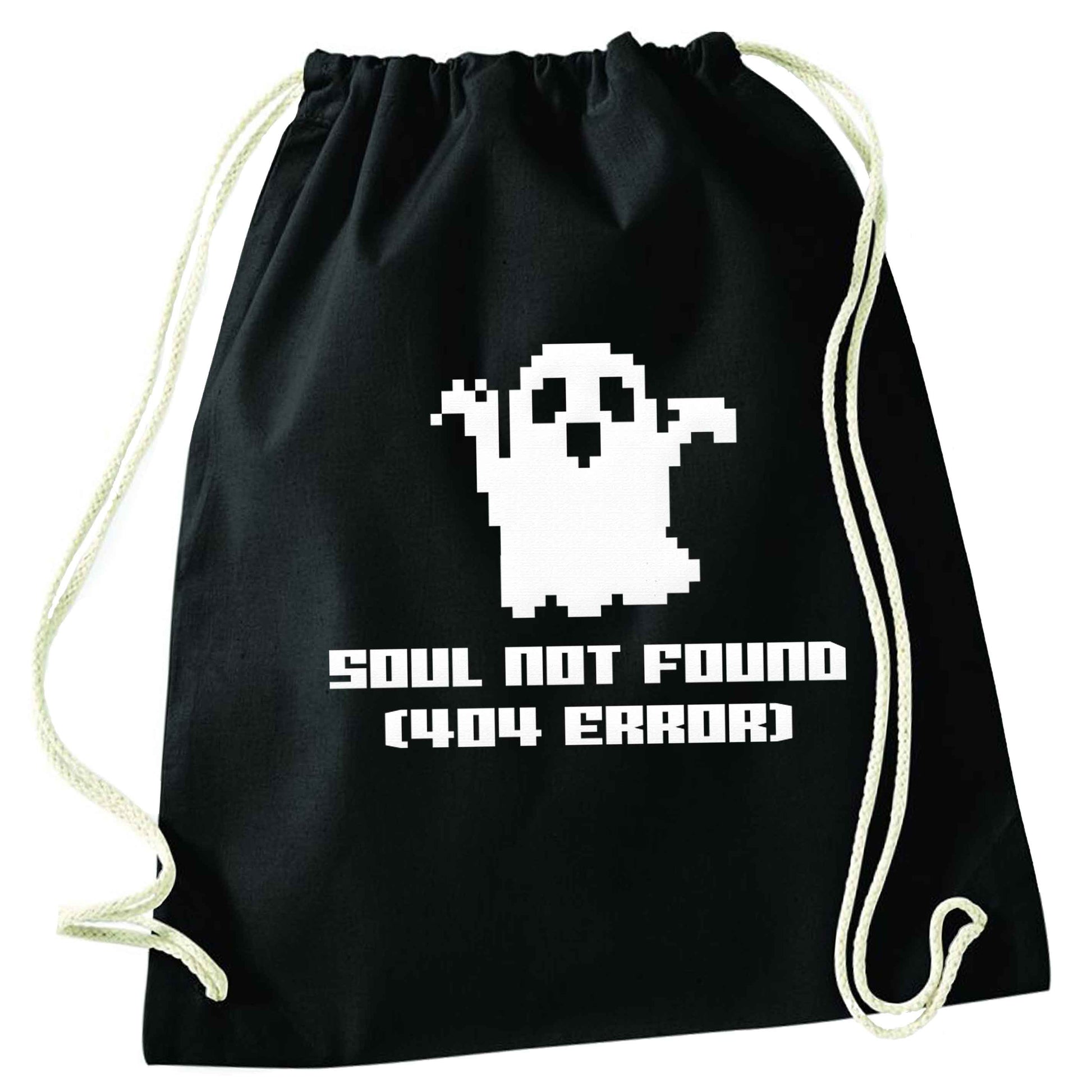 Soul not found (404 error) black drawstring bag