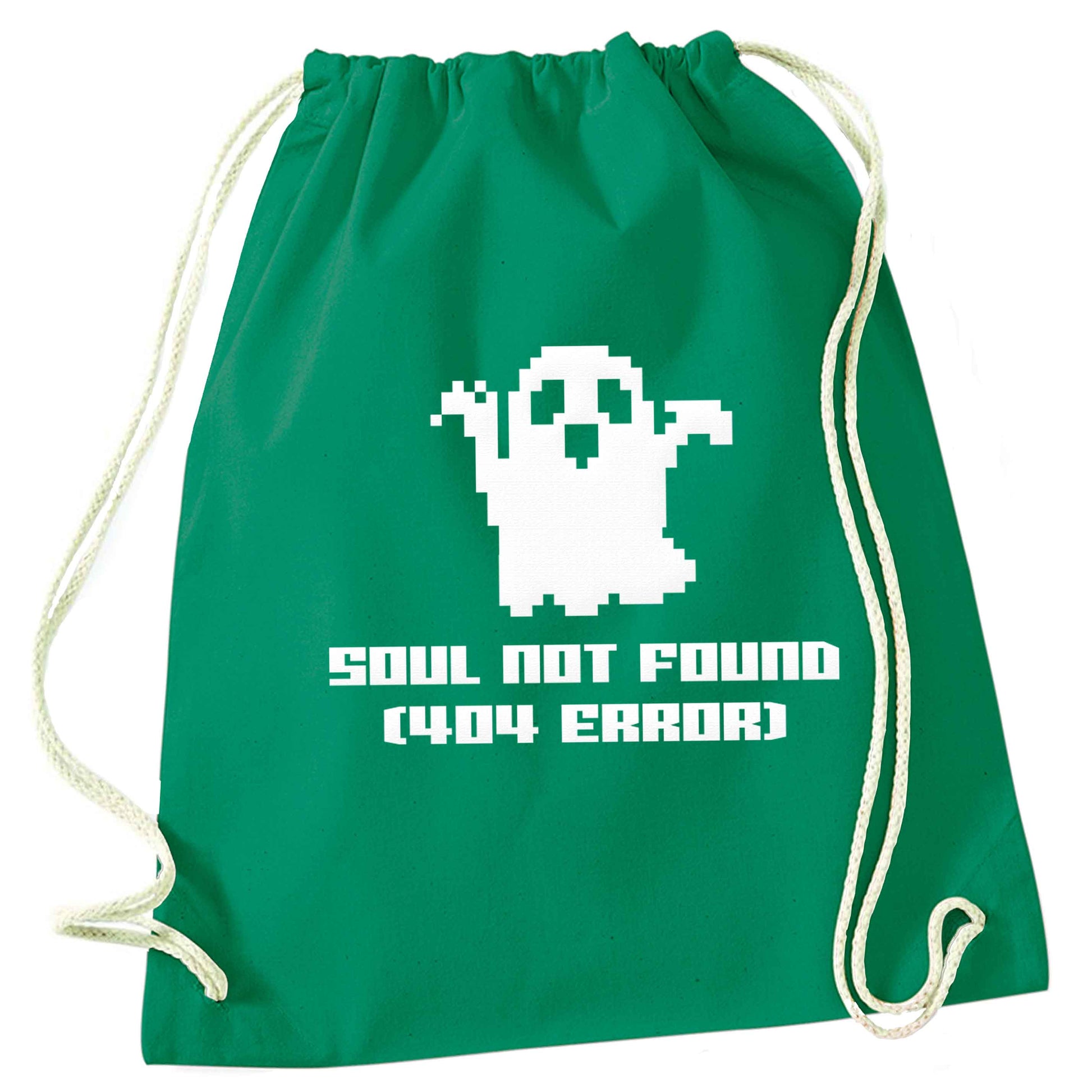 Soul not found (404 error) green drawstring bag