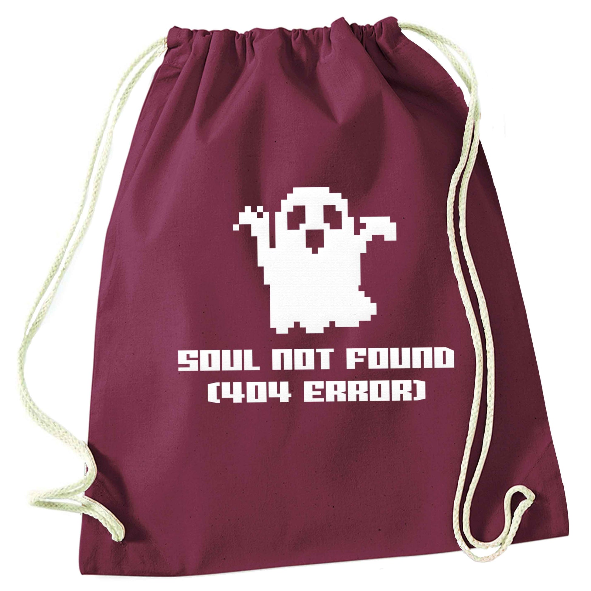 Soul not found (404 error) maroon drawstring bag
