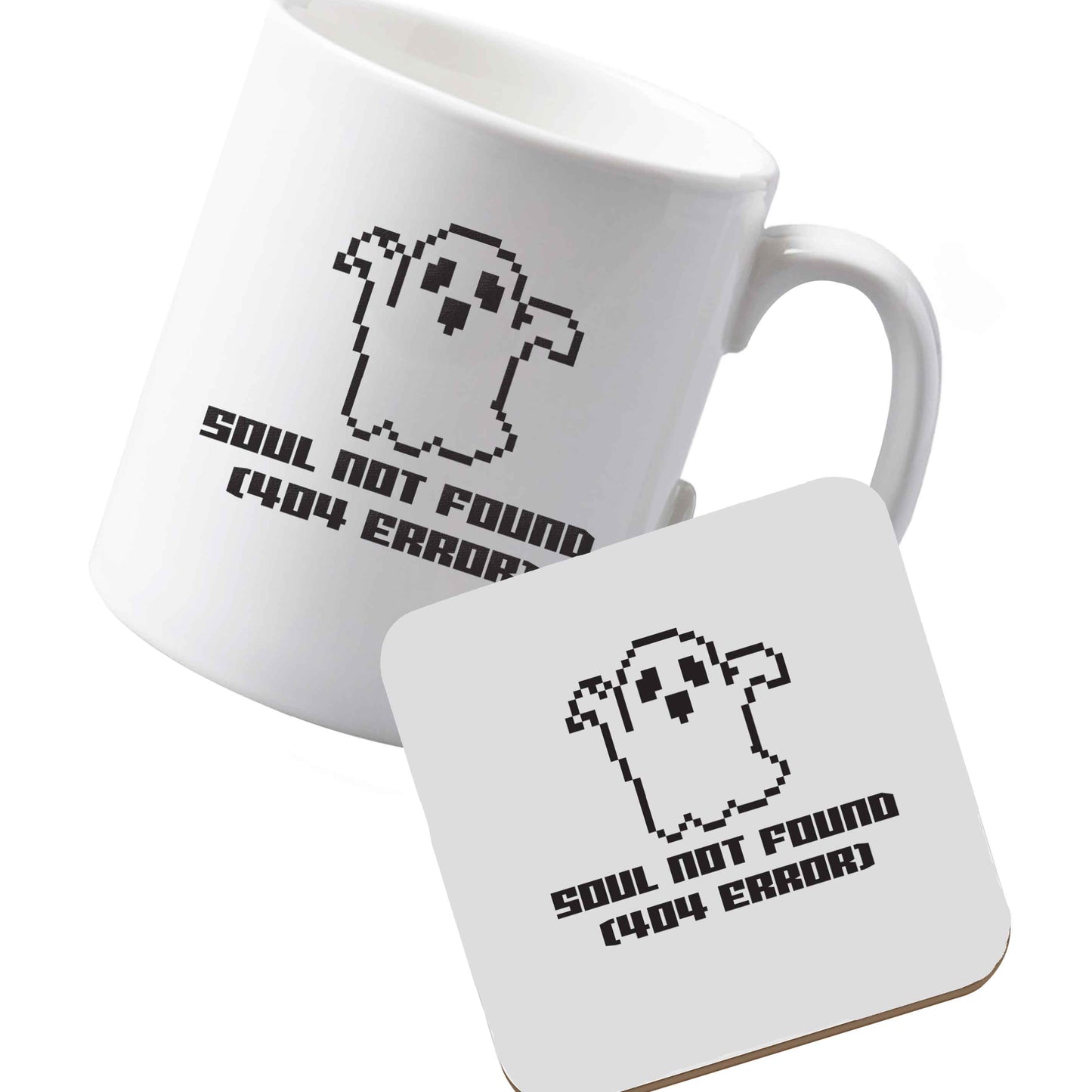 10 oz Ceramic mug and coaster Soul not found (404 error) left sided