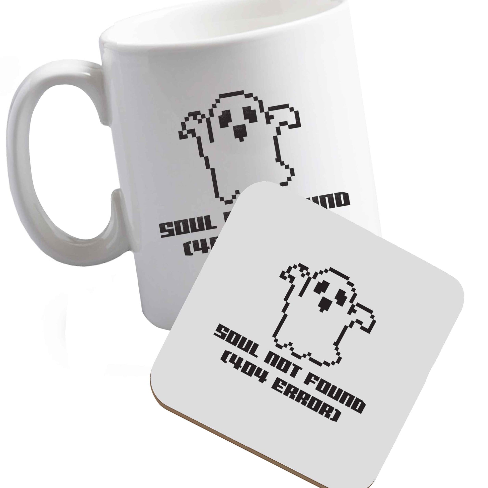 10 oz Ceramic mug and coaster Soul not found (404 error) both sides