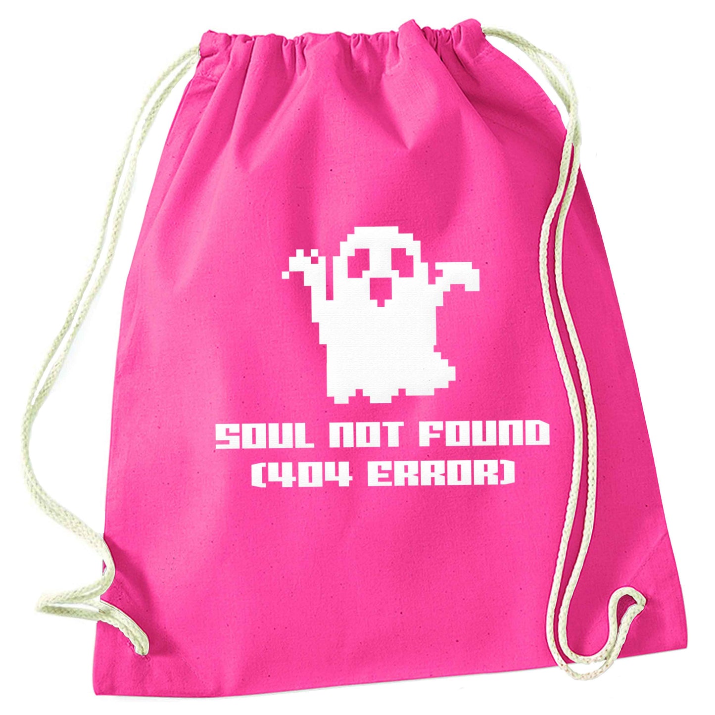 Soul not found (404 error) pink drawstring bag