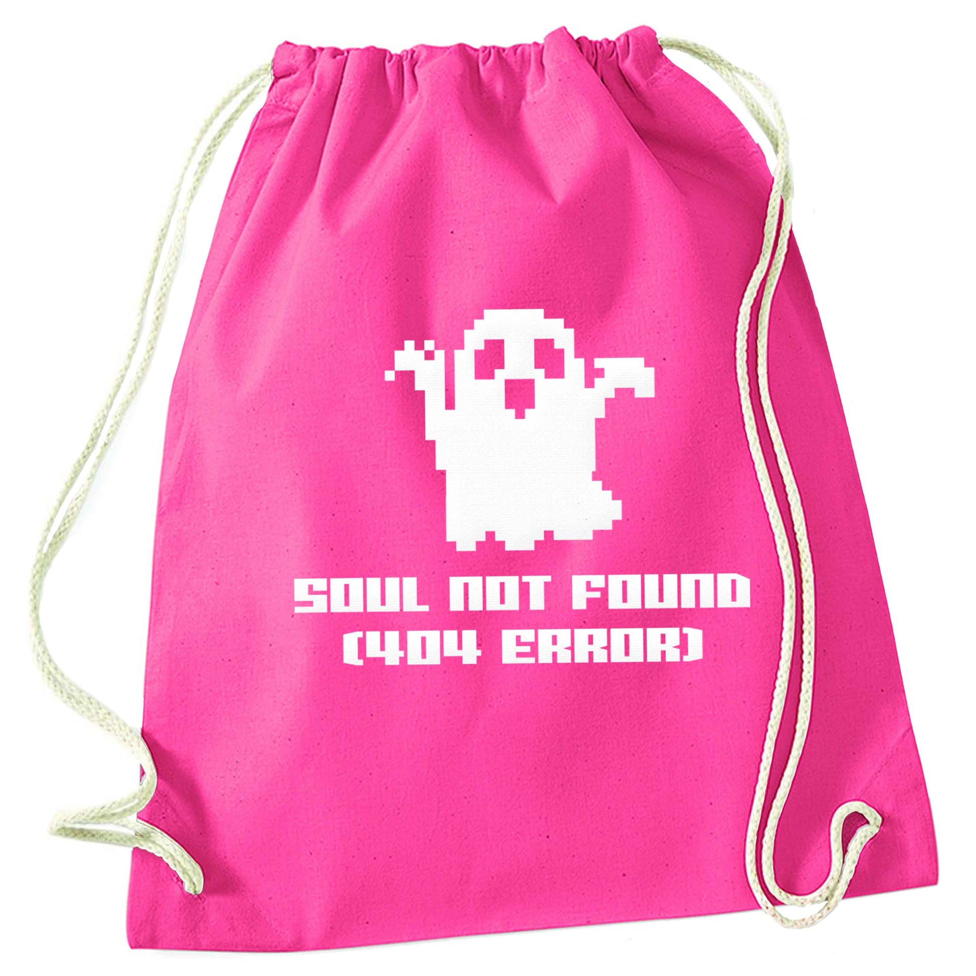 Soul not found (404 error) pink drawstring bag