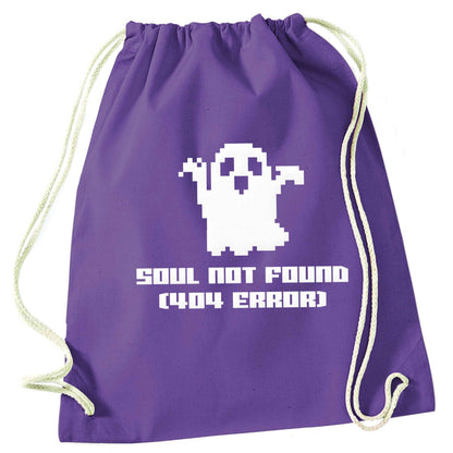 Soul not found (404 error) purple drawstring bag