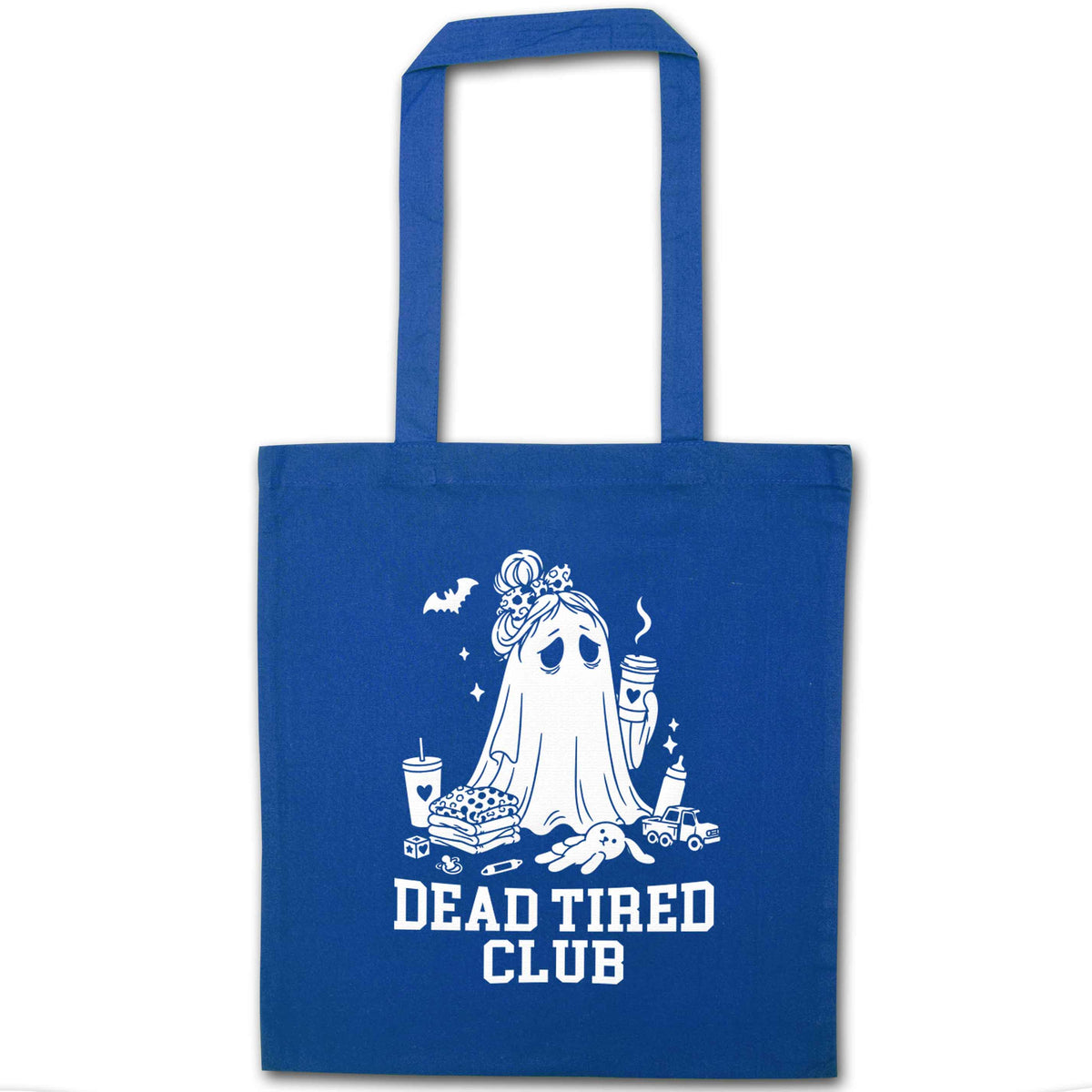 Dead tired club blue tote bag