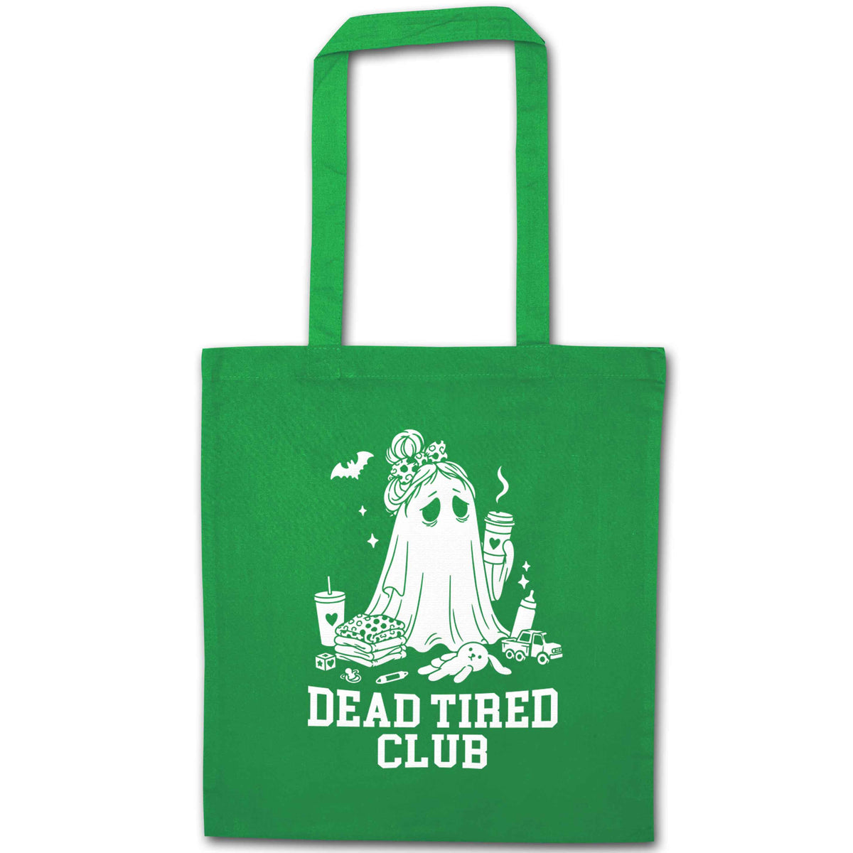 Dead tired club green tote bag