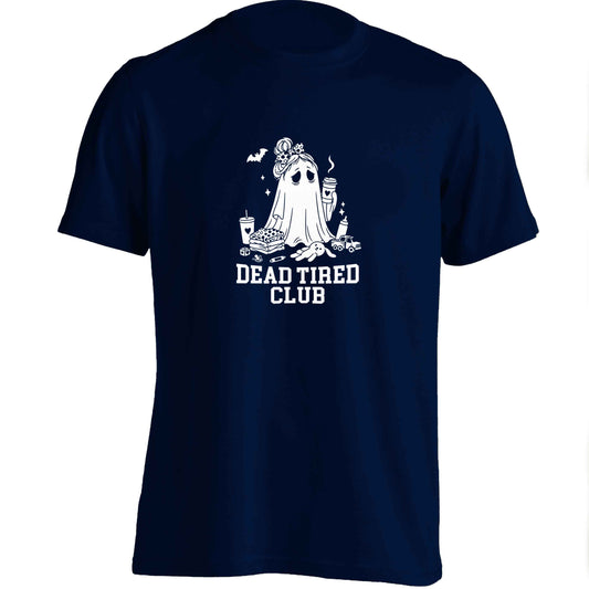 Dead tired club adults unisex navy Tshirt 2XL