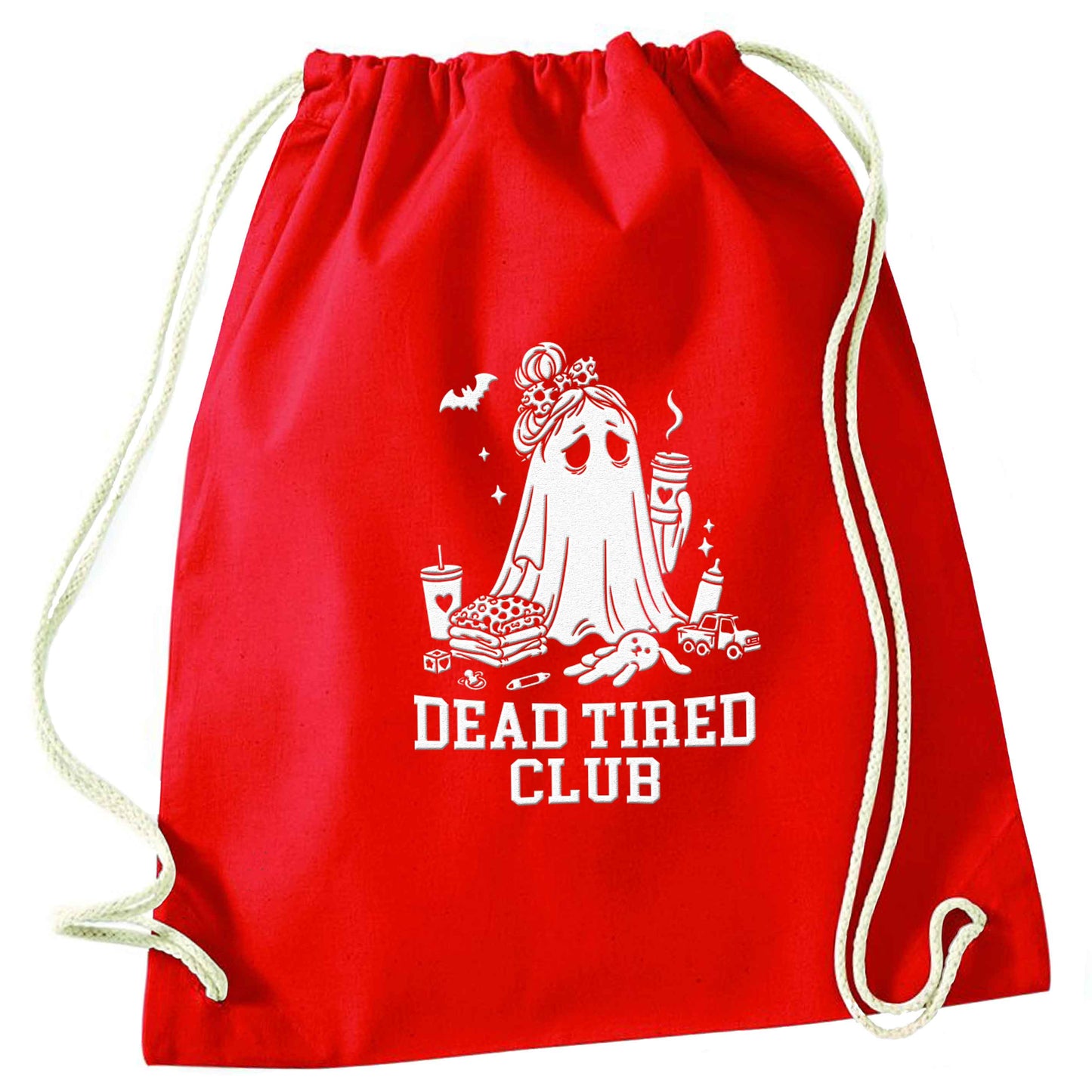 Dead tired club red drawstring bag 
