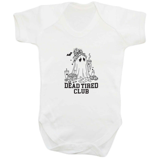 Dead tired club baby bodysuit white 18-24 months