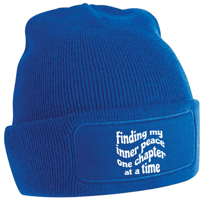 Finding My Inner Peace One Chapter at a Time blue beanie hat