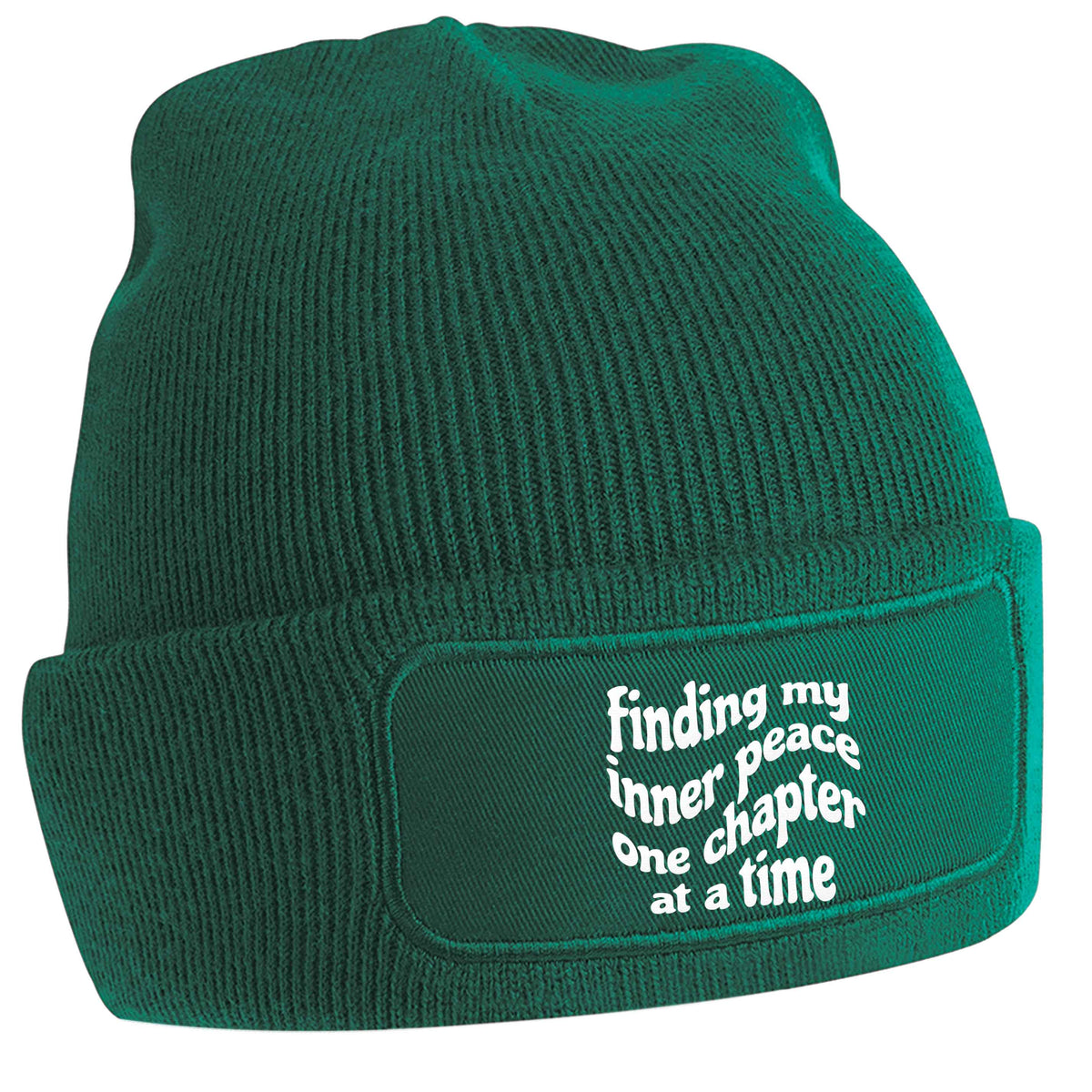 Finding My Inner Peace One Chapter at a Time green beanie hat
