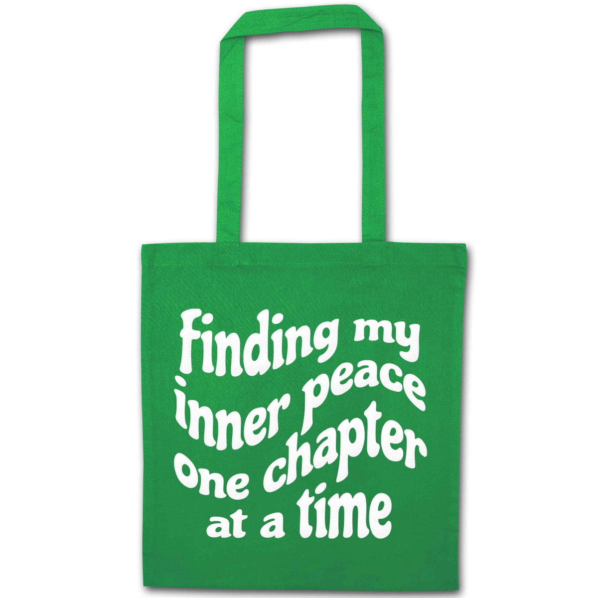 Finding My Inner Peace One Chapter at a Time green tote bag