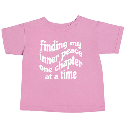 Finding My Inner Peace One Chapter at a Time light pink baby toddler Tshirt 2 Years