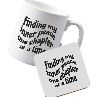 10 oz Ceramic mug and coaster Finding My Inner Peace One Chapter at a Time left sided