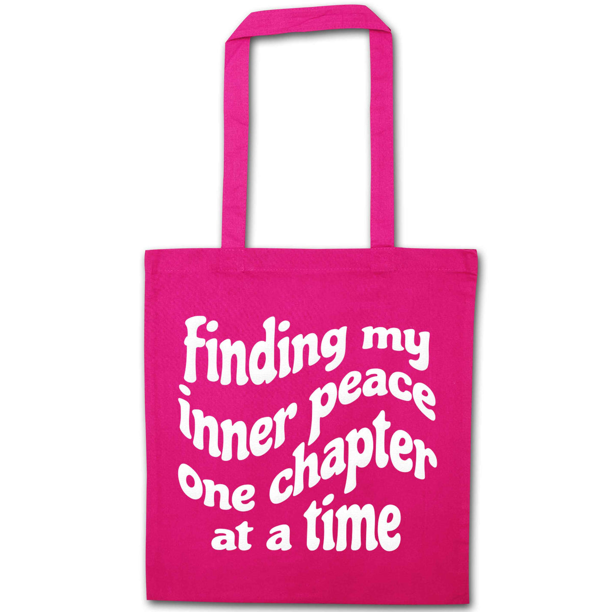 Finding My Inner Peace One Chapter at a Time pink tote bag