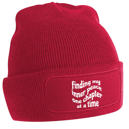 Finding My Inner Peace One Chapter at a Time red beanie hat