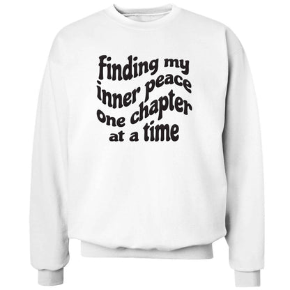 Finding My Inner Peace One Chapter at a Time adult's unisex white sweater 2XL