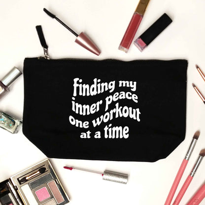 Finding my inner peace one workout at a time black makeup bag