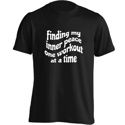 Finding my inner peace one workout at a time adults unisex black Tshirt 2XL