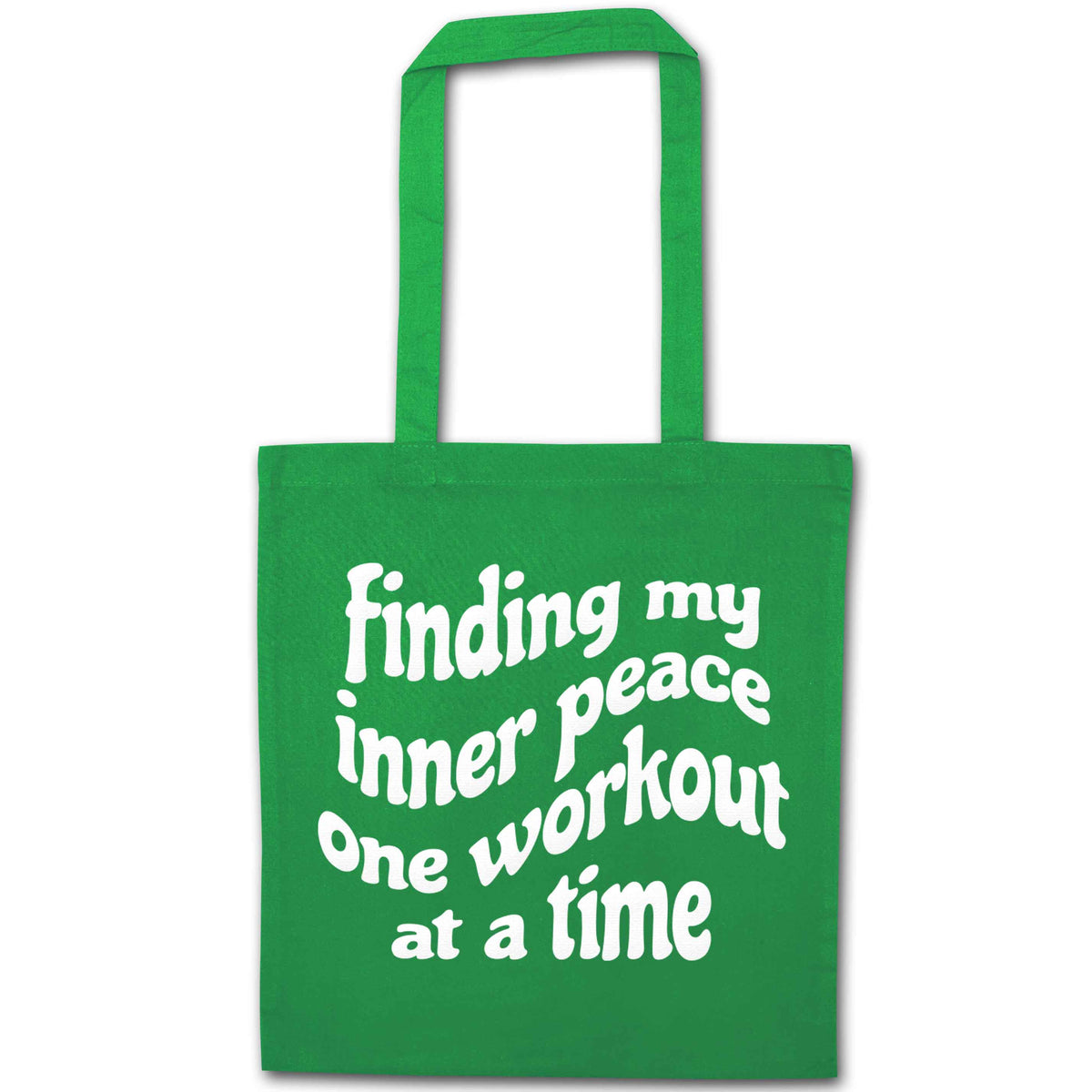 Finding my inner peace one workout at a time green tote bag