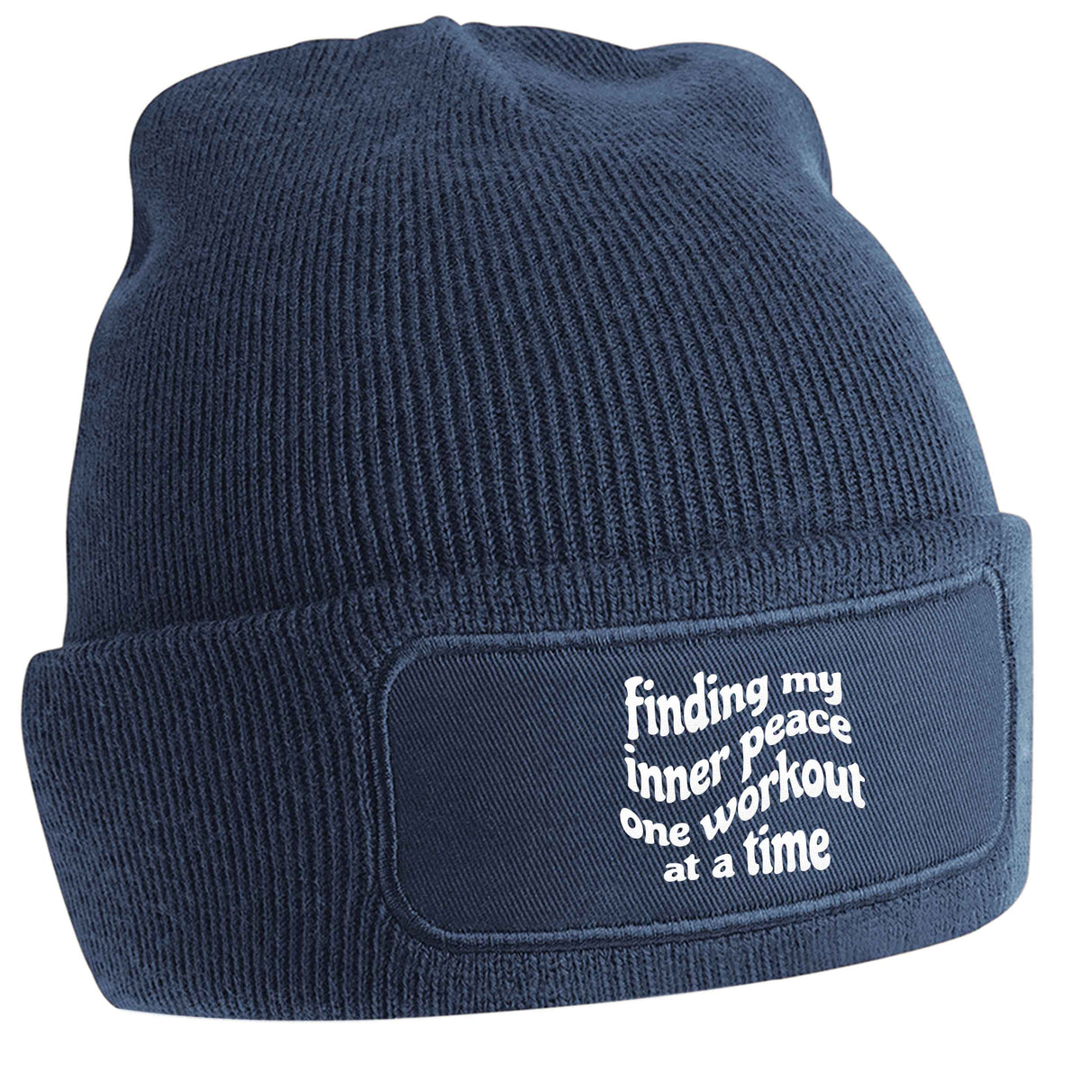 Finding my inner peace one workout at a time navy beanie hat