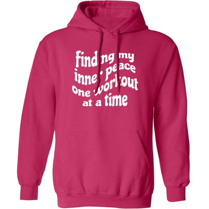 Finding my inner peace one workout at a time adults unisex pink hoodie 2XL
