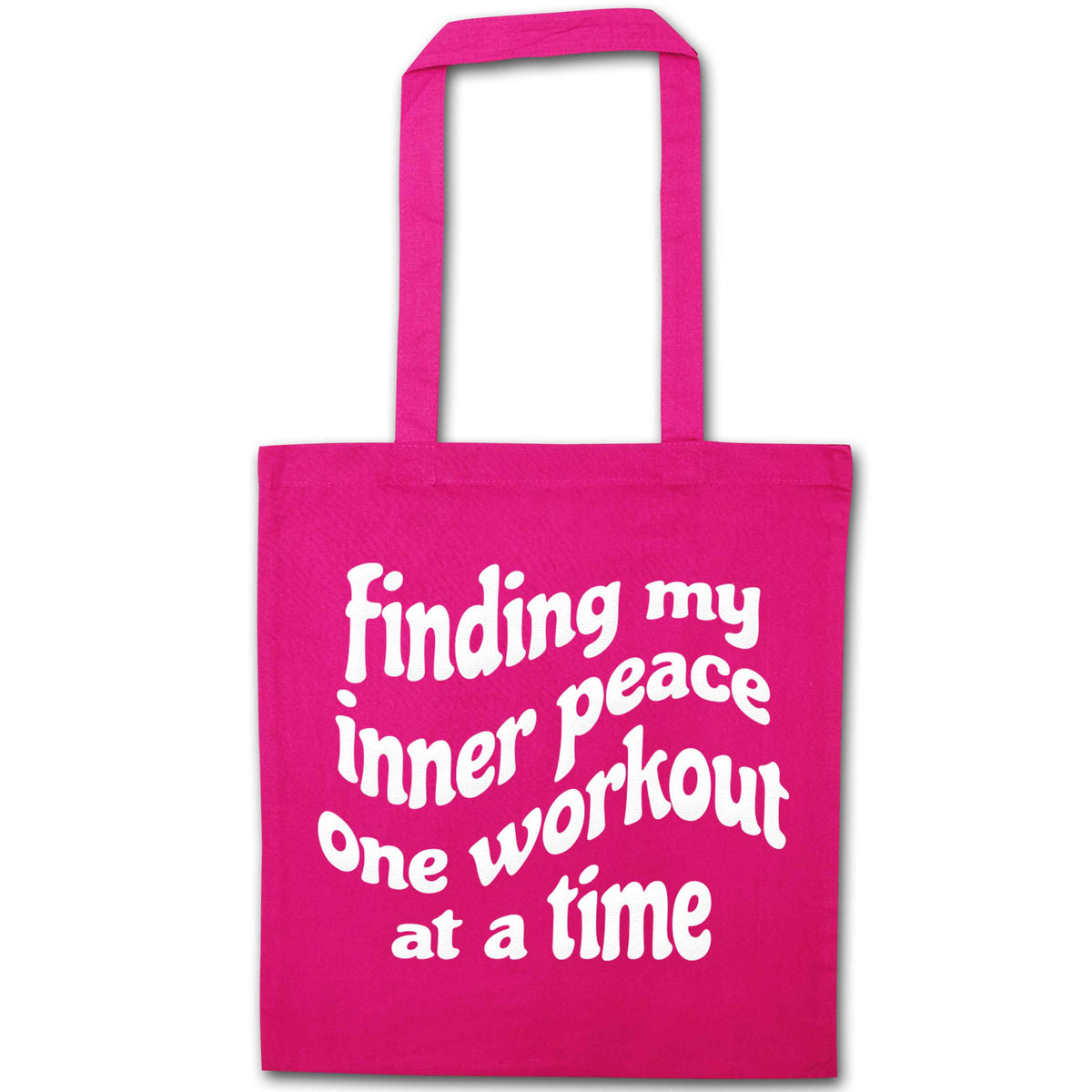 Finding my inner peace one workout at a time pink tote bag
