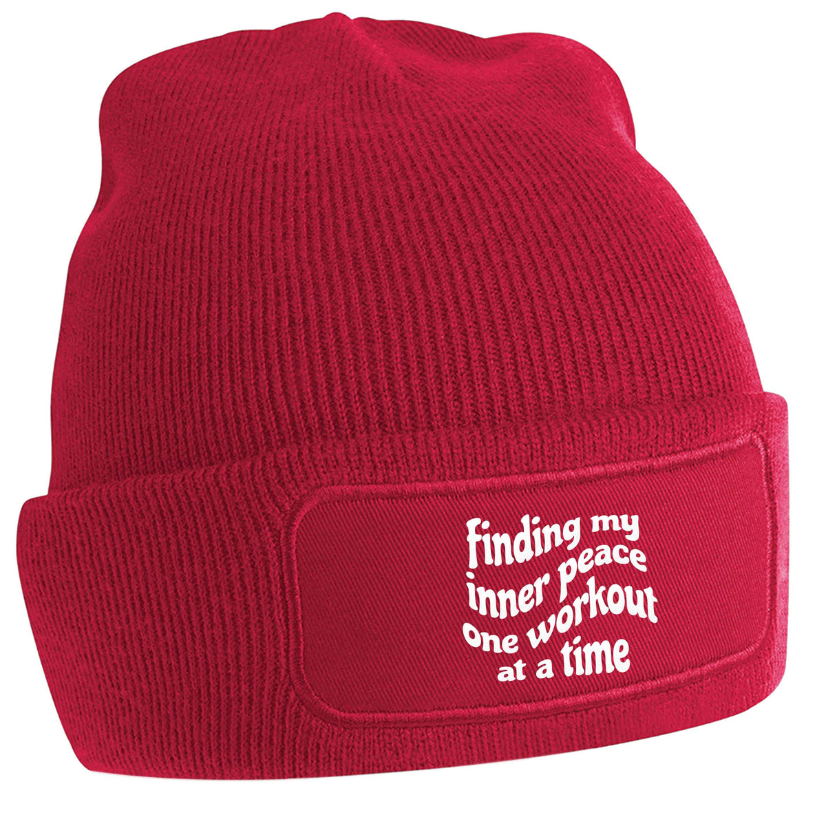 Finding my inner peace one workout at a time red beanie hat