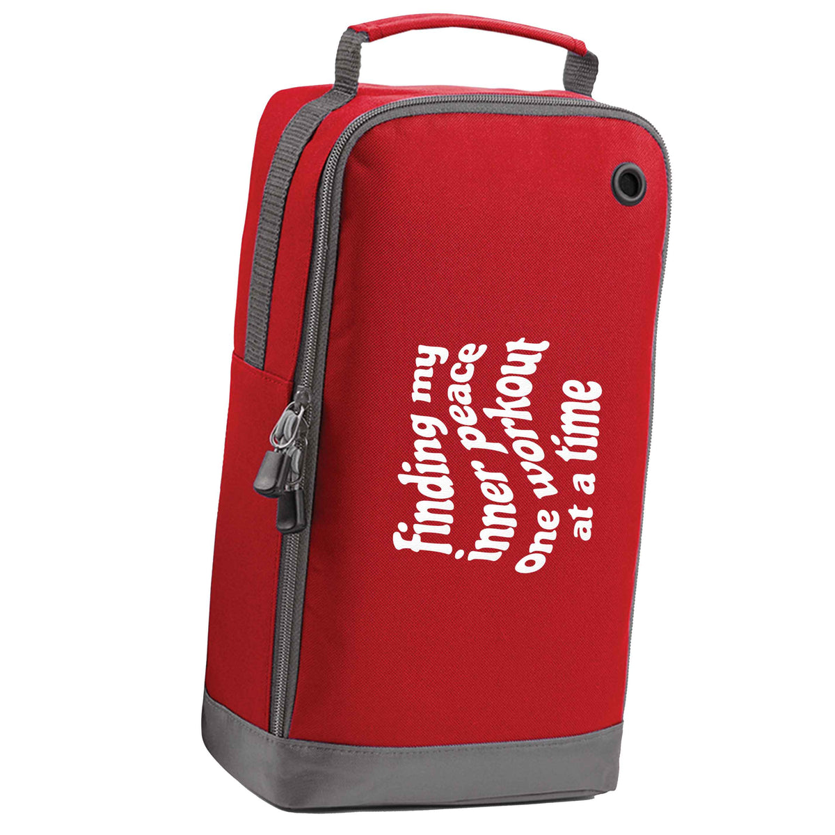 Finding my inner peace one workout at a time red sports shoe bag vertical print