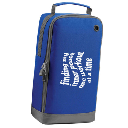 Finding my inner peace one workout at a time blue sports shoe bag horizontal print
