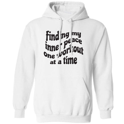 Finding my inner peace one workout at a time adults unisex white hoodie 2XL