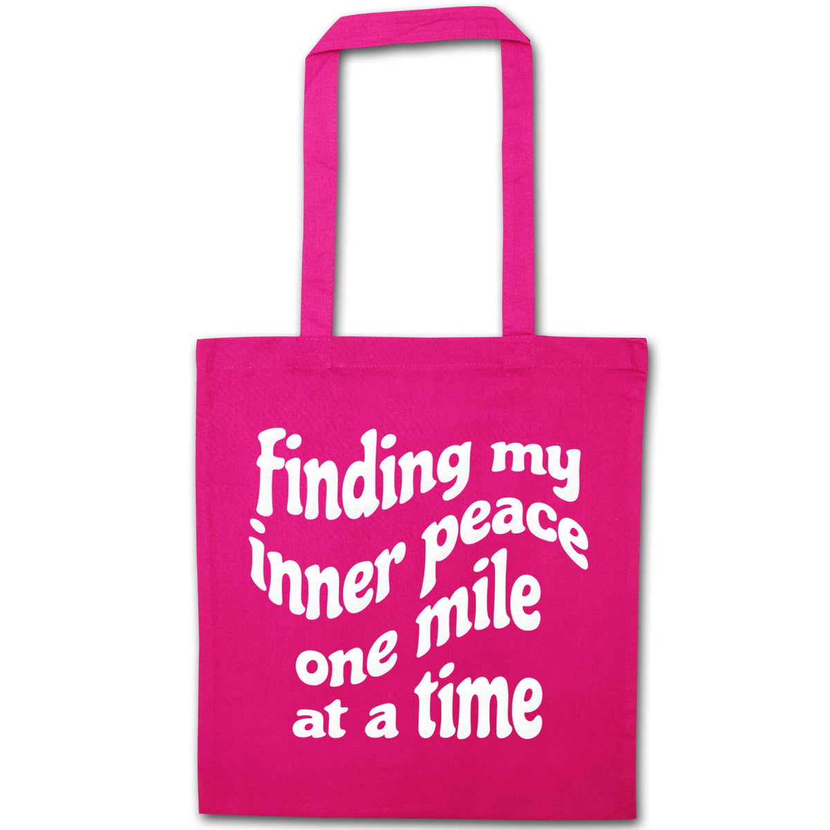 Finding my inner peace one mile at a time pink tote bag