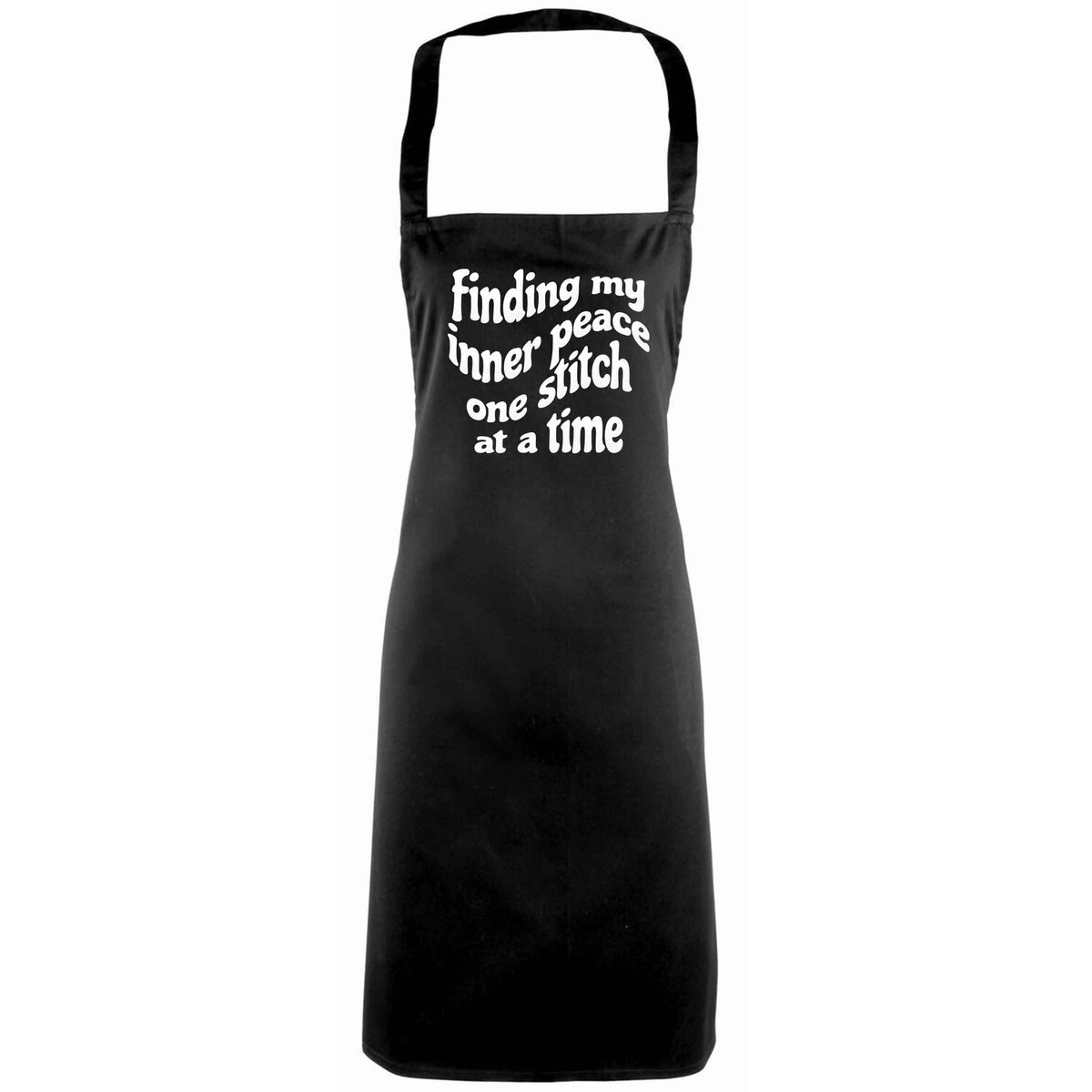 Finding My Inner Peace One Stitch at a Time adults black apron