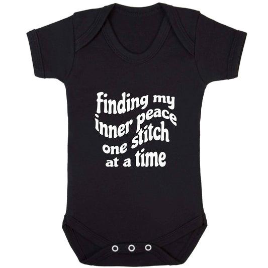 Finding My Inner Peace One Stitch at a Time baby bodysuit black 18-24 months