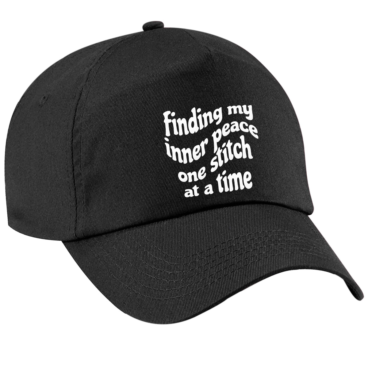 Finding My Inner Peace One Stitch at a Time black peak cap
