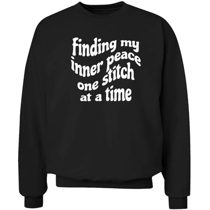 Finding My Inner Peace One Stitch at a Time adult's unisex black sweater 2XL