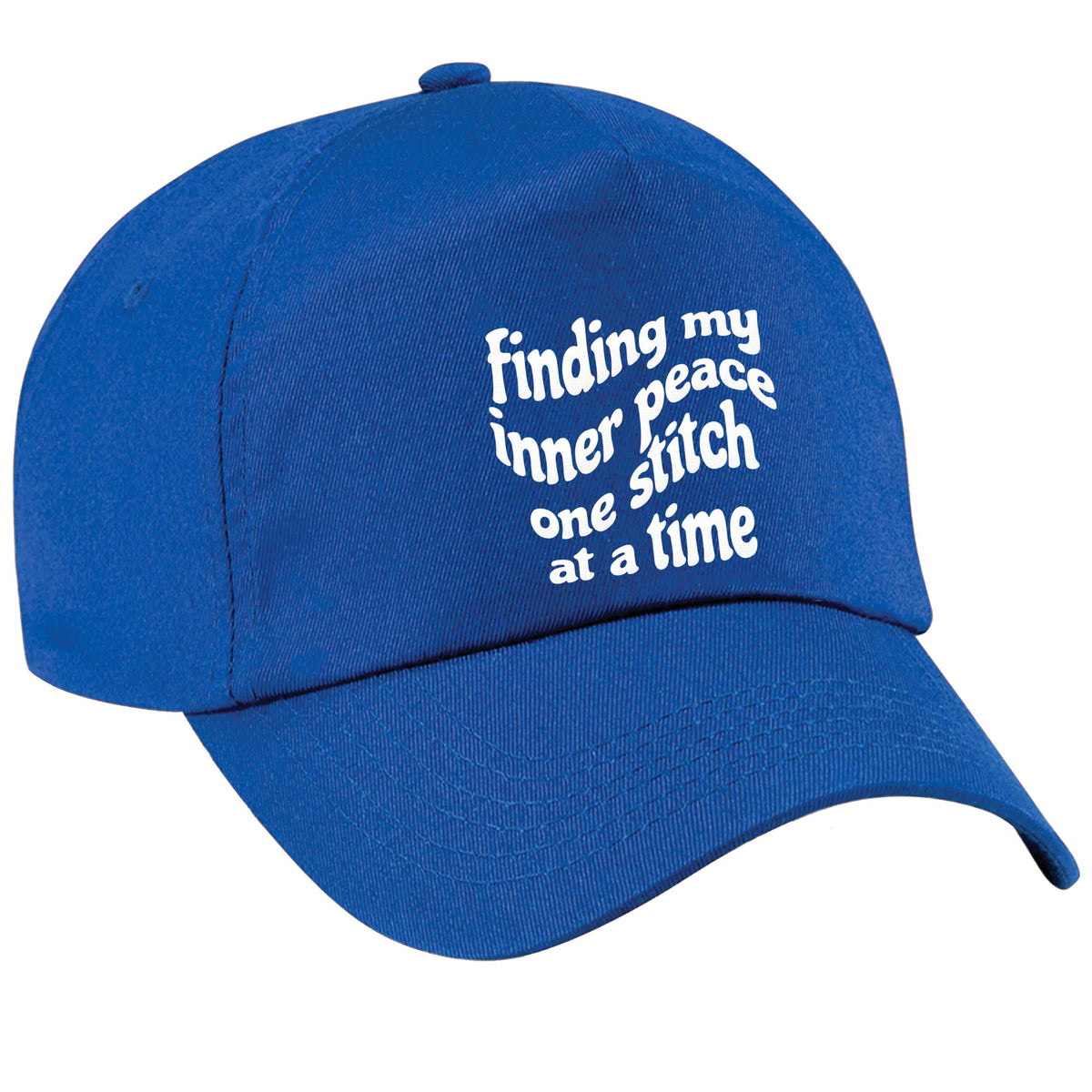 Finding My Inner Peace One Stitch at a Time blue peak cap
