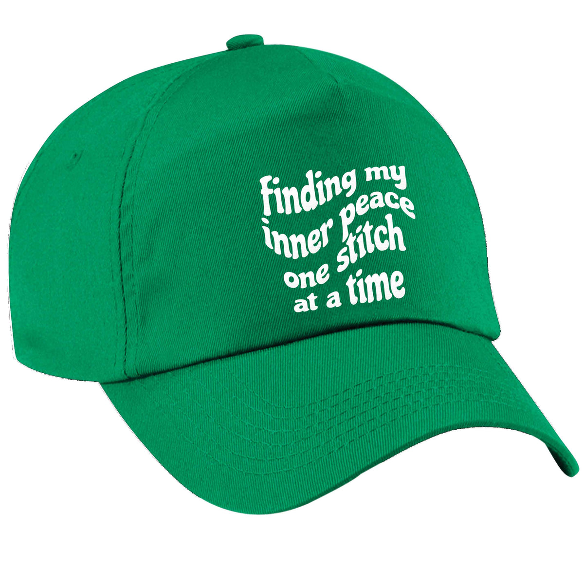 Finding My Inner Peace One Stitch at a Time green peak cap
