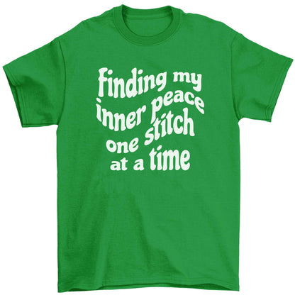Finding My Inner Peace One Stitch at a Time Children's green Tshirt 12-13 Years