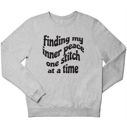 Finding My Inner Peace One Stitch at a Time children's grey sweater 12-13 Years