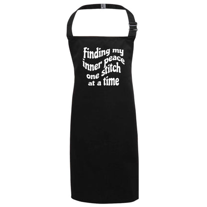 Finding My Inner Peace One Stitch at a Time black apron 7-10 years