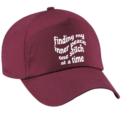 Finding My Inner Peace One Stitch at a Time maroon peak cap
