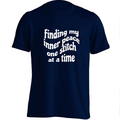 Finding My Inner Peace One Stitch at a Time adults unisex navy Tshirt 2XL
