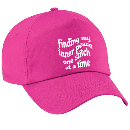 Finding My Inner Peace One Stitch at a Time pink peak cap