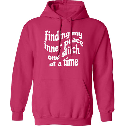 Finding My Inner Peace One Stitch at a Time adults unisex pink hoodie 2XL